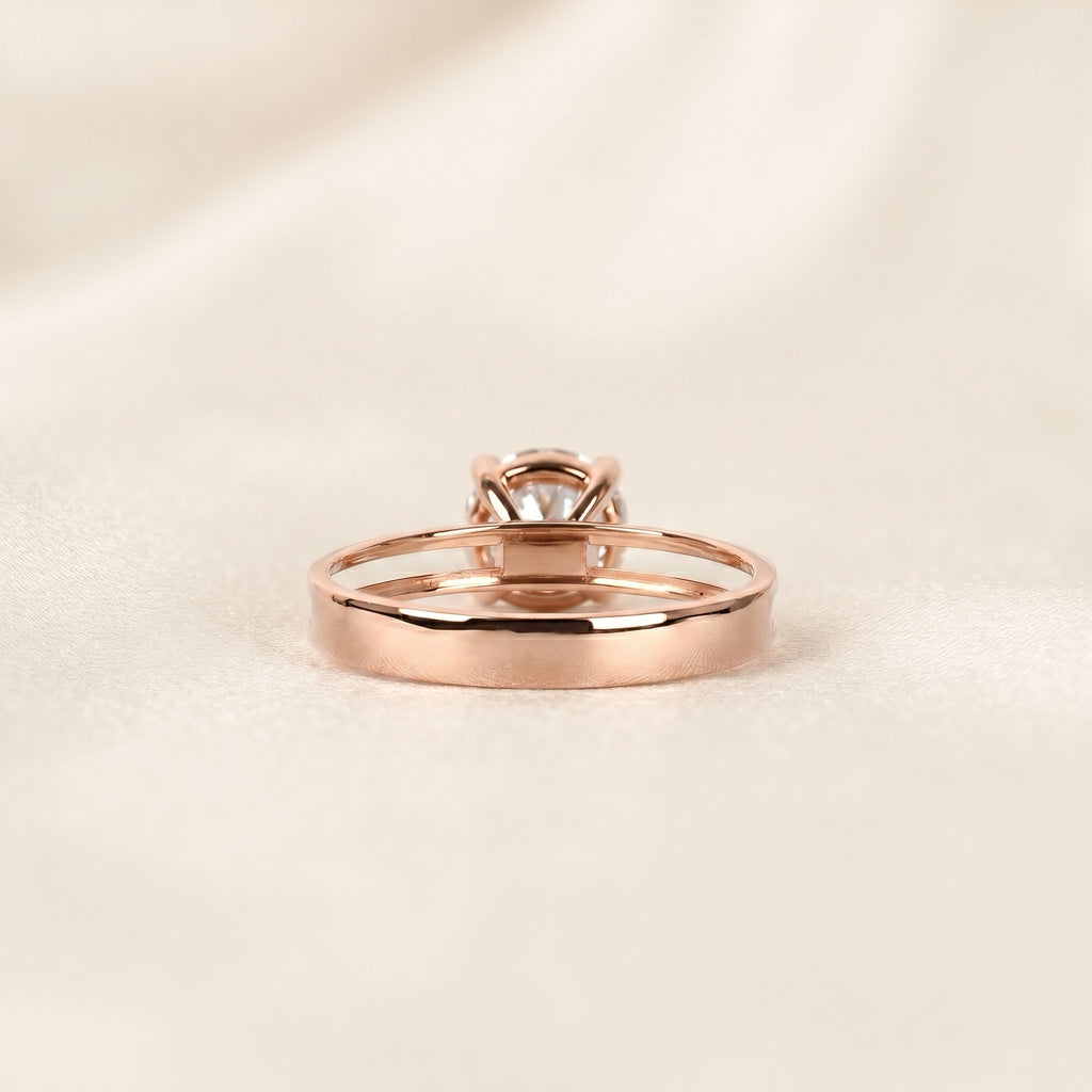 Double Band Round Lab Grown Diamond Solitaire Ring in 10K Rose Gold 1.5 CTW