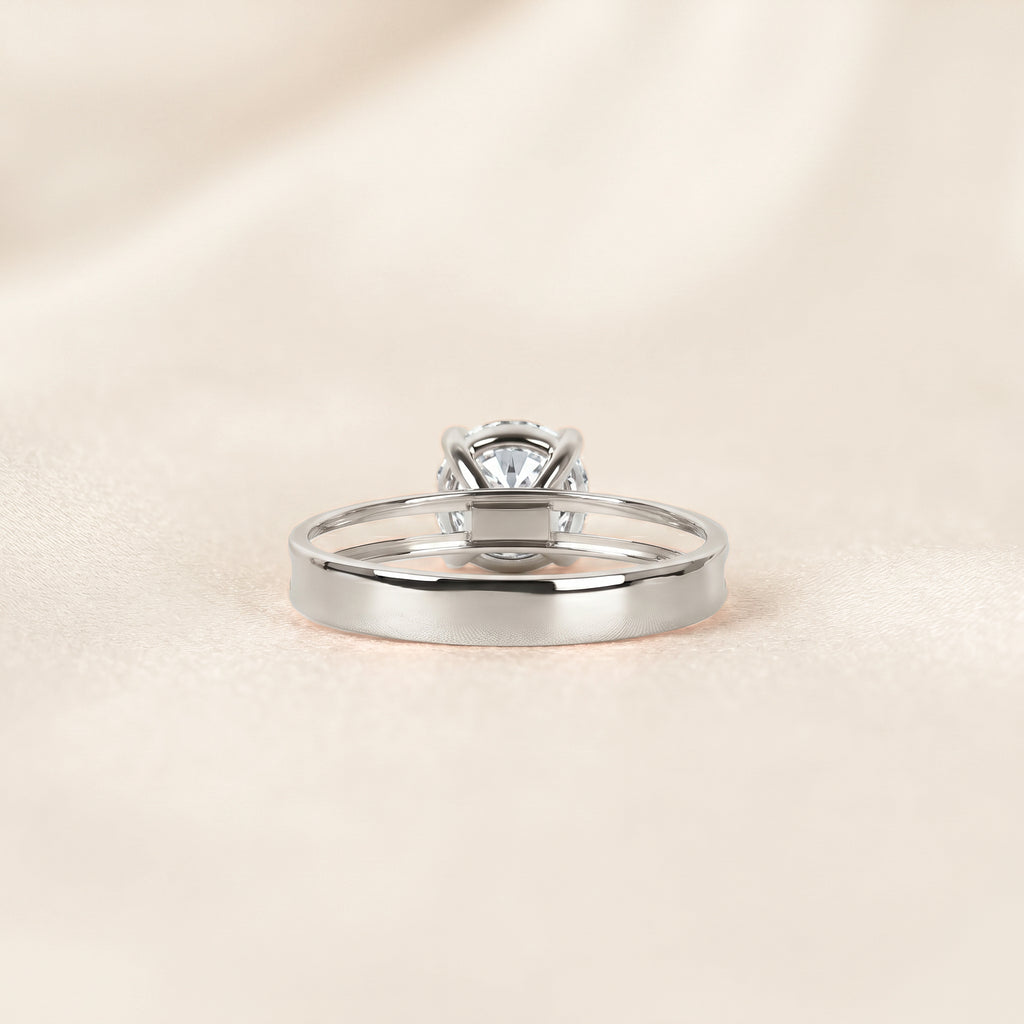 Double Band Round Lab Grown Diamond Solitaire Ring in 10K White Gold 1.5 CTW