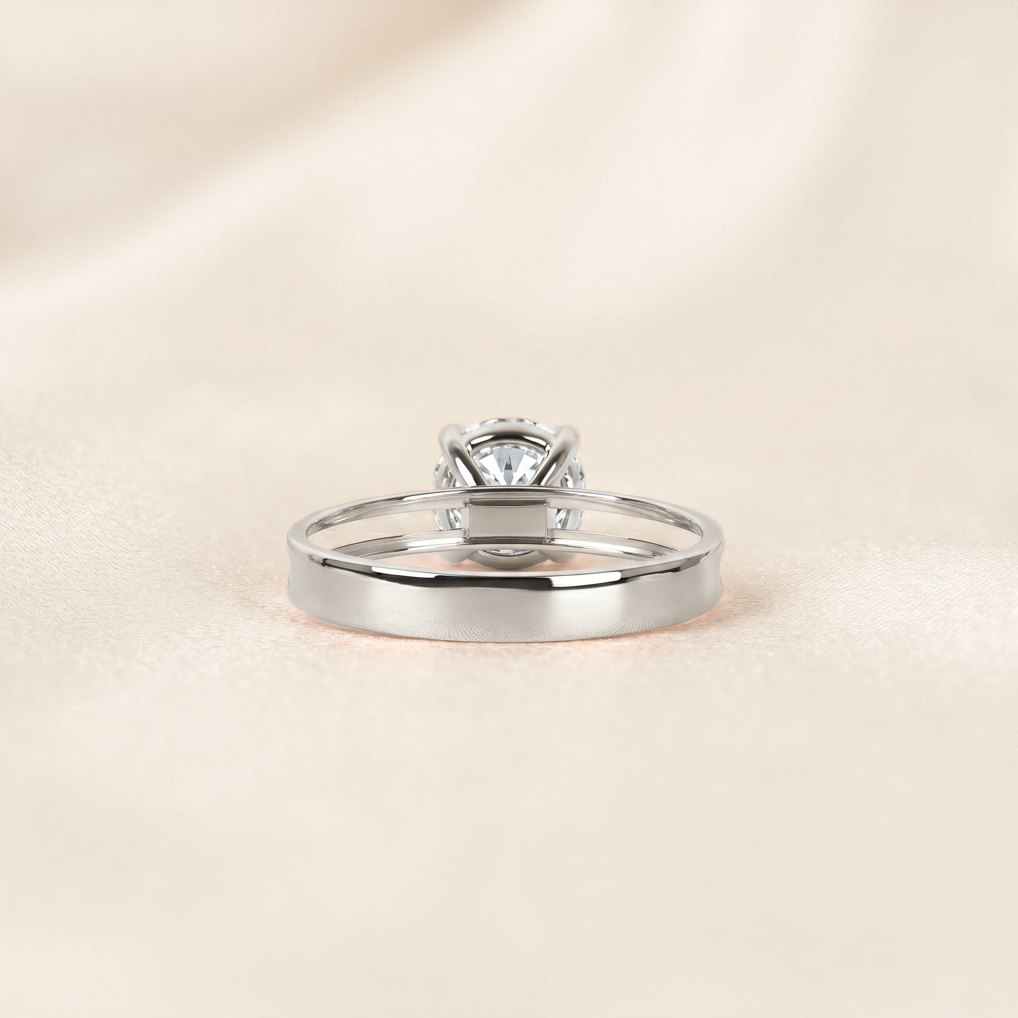 Double Band Round Lab Grown Diamond Solitaire Ring in 14K White Gold 1.5 CTW
