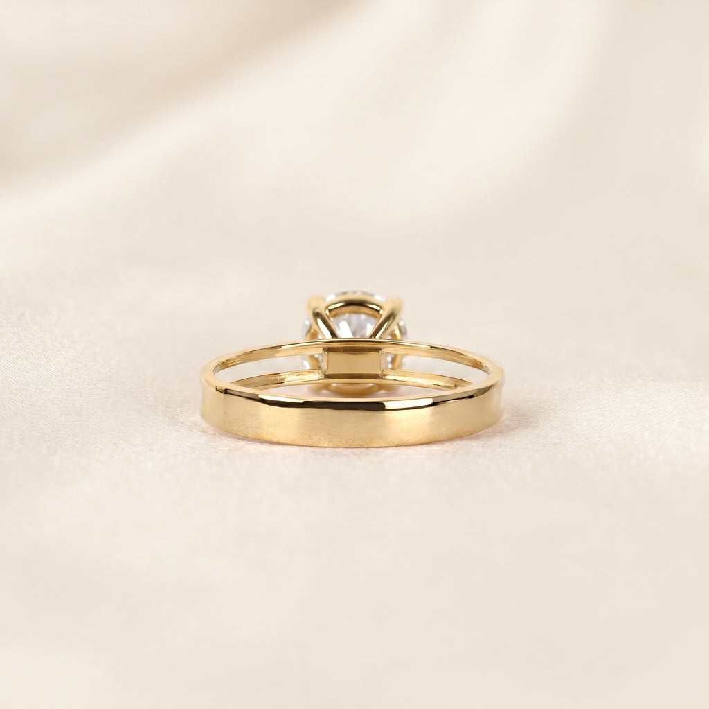 Double Band Round Lab Grown Diamond Solitaire Ring in 14K Yellow Gold 1.5 CTW