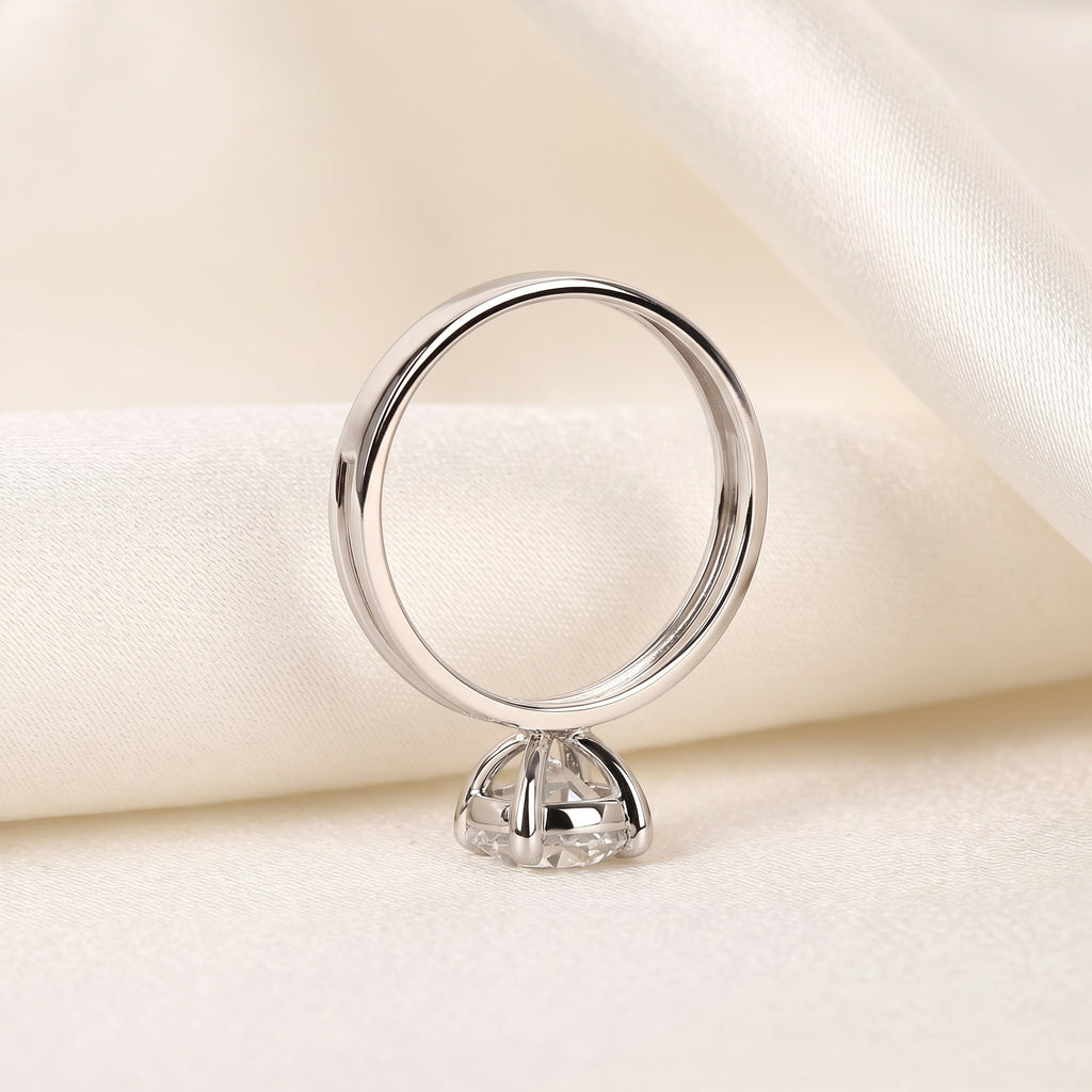 Double Band Round Lab Grown Diamond Solitaire Ring in 18K White Gold 1.5 CTW