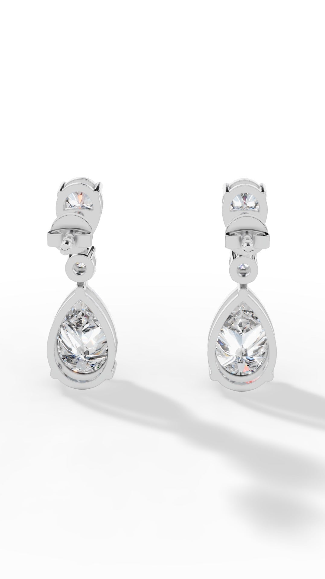 Double Charm Drop Earrings With Combination Of Round & Pear Cut 925 Sterling Silver 3.5 CTW
