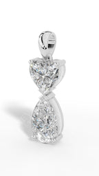 Double Charm Heart & Pear Cut Pendant Necklace In Lab Grown Diamond With Chain 18k white gold