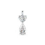 Double Charm Heart & Pear Cut Pendant Necklace In Lab Grown Diamond With Chain