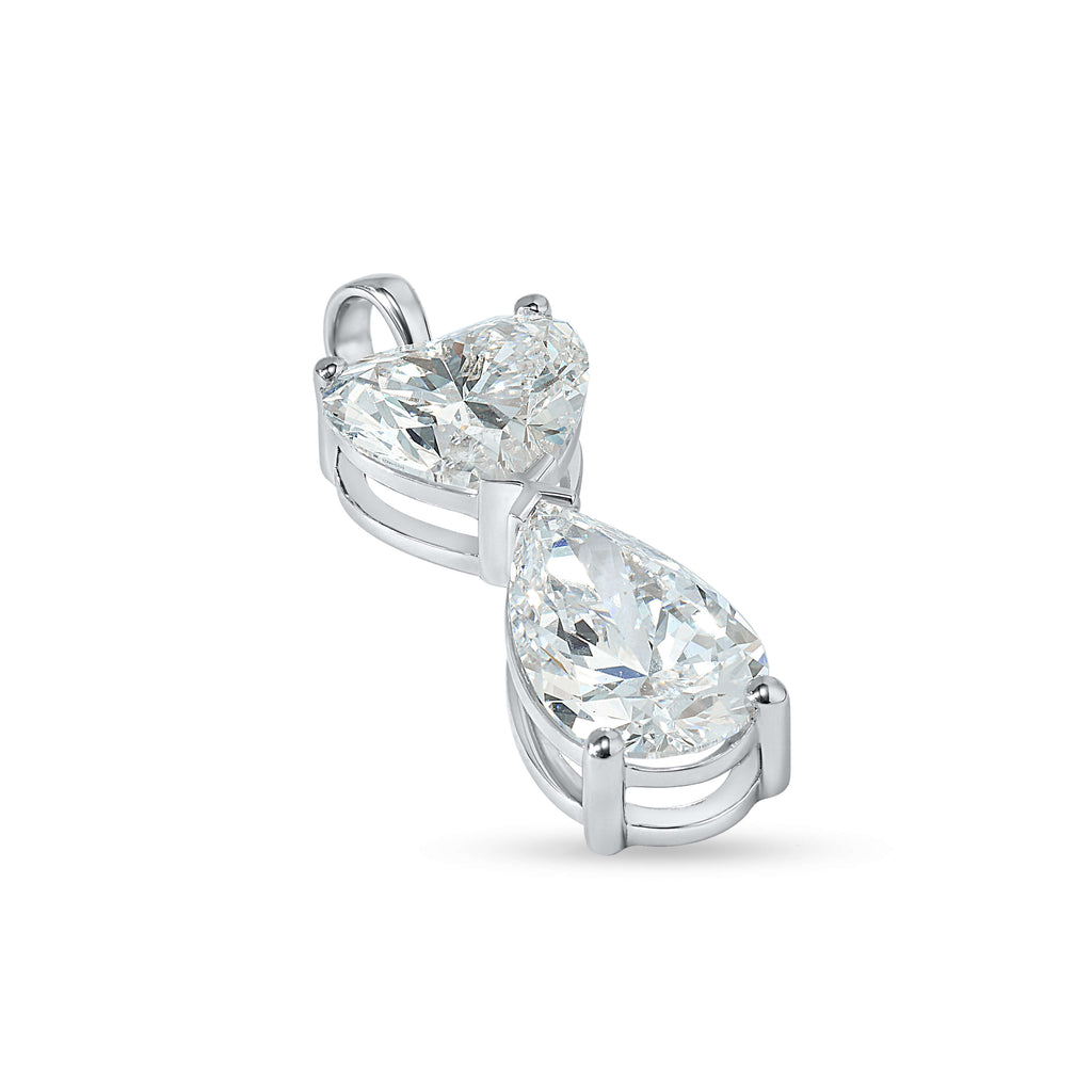 Double Charm Heart & Pear Cut Pendant Necklace In Lab Grown Diamond With Chain
