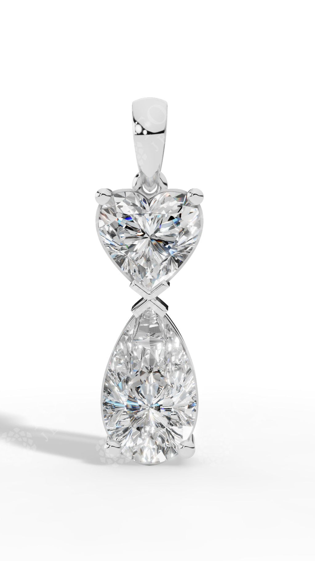 Double Charm Heart & Pear Cut Pendant Necklace In Lab Grown Diamond With Chain