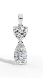 Double Charm Heart & Pear Cut Pendant Necklace In Lab Grown Diamond With Chain