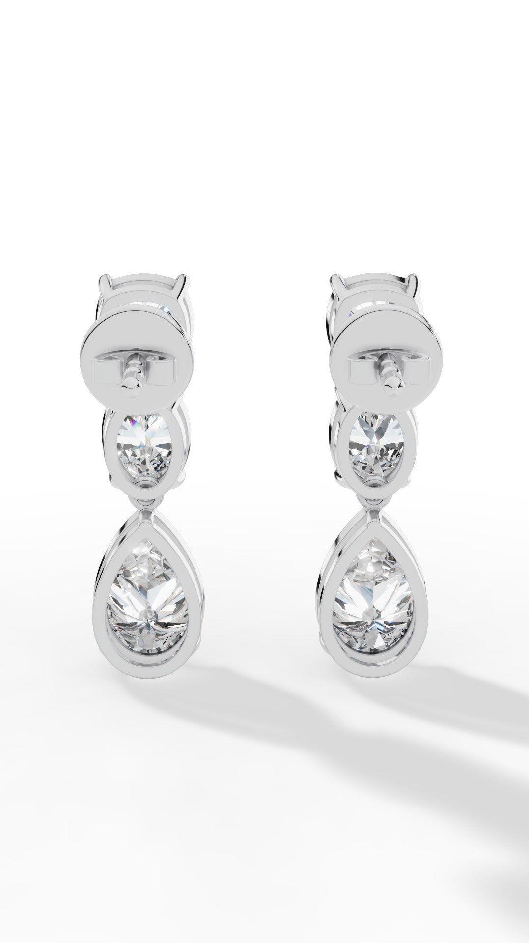 Drop Earrings With Combination Of Cushion, Oval, & Pear Cut Stones 10K White Gold 4.0 CTW