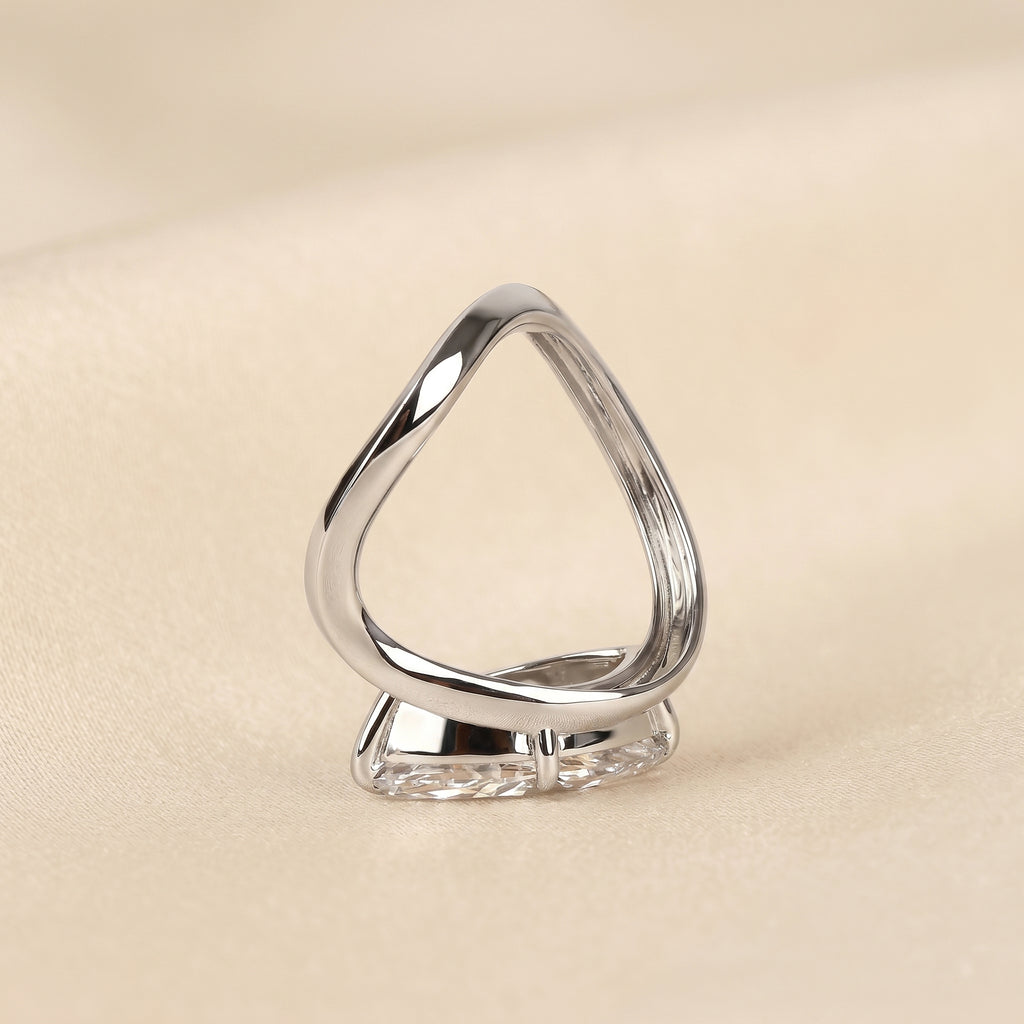 East-West Marquise Lab Grown Diamond Solitaire Ring in 10K White Gold 3.60 CTW