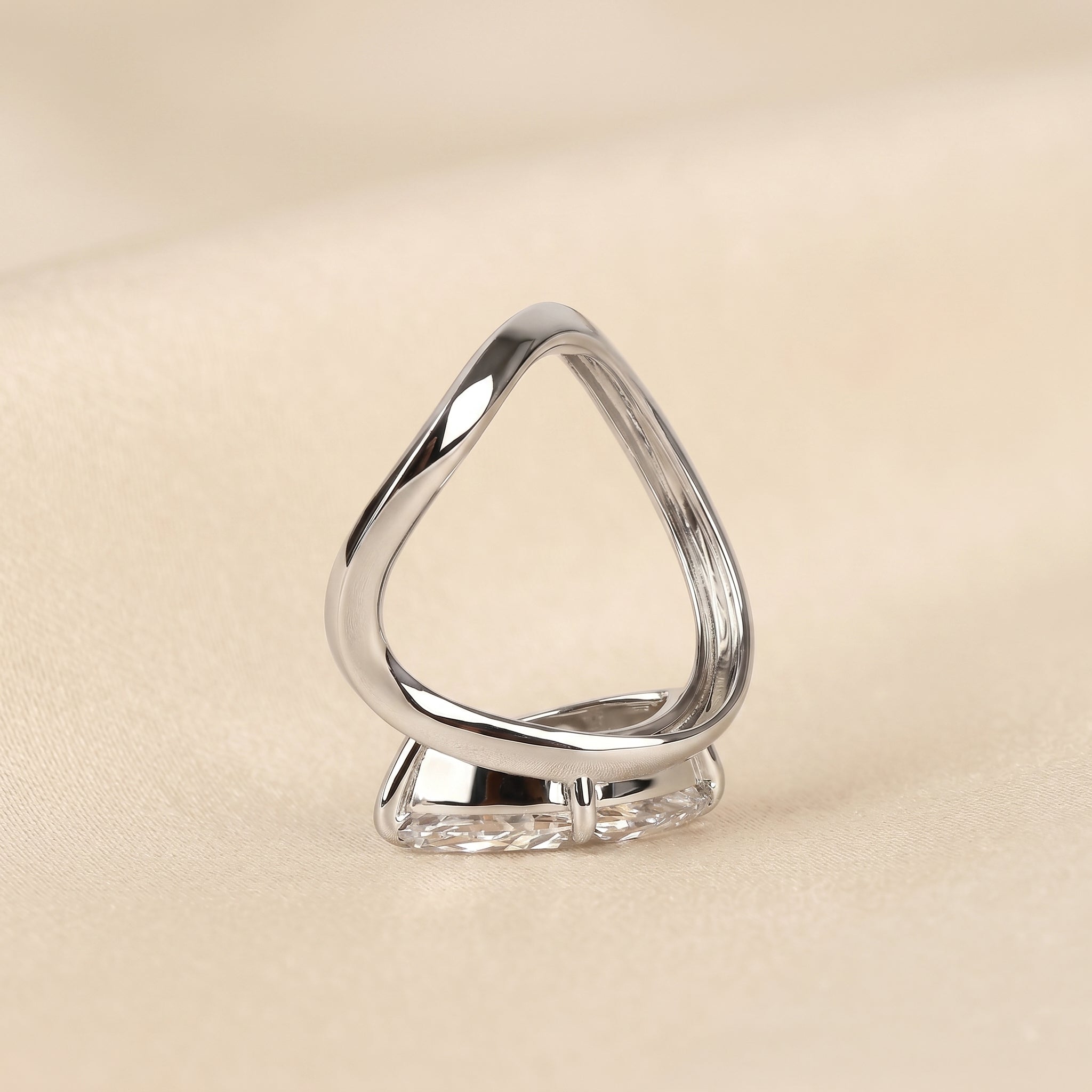 East-West Marquise Lab Grown Diamond Solitaire Ring in 10K White Gold 3.60 CTW