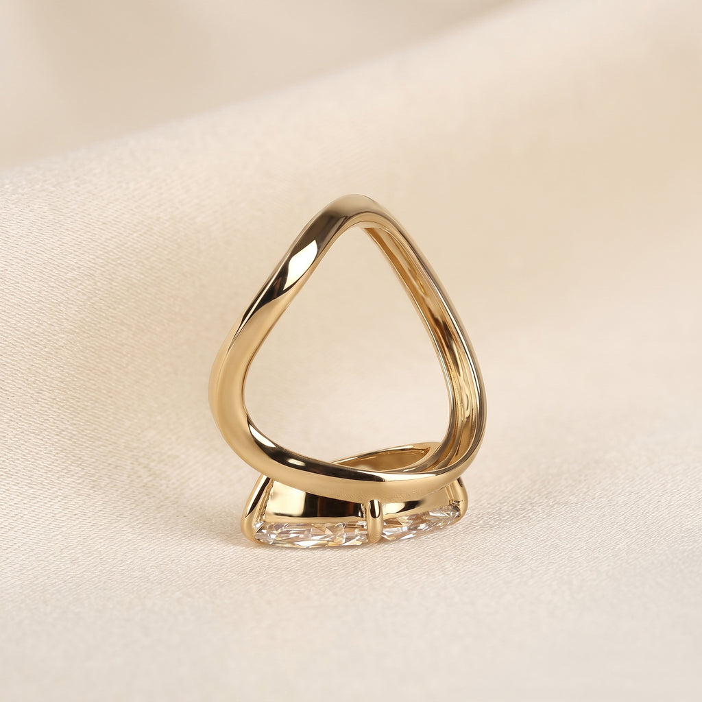 East-West Marquise Lab Grown Diamond Solitaire Ring in 10K Yellow Gold 3.60 CTW