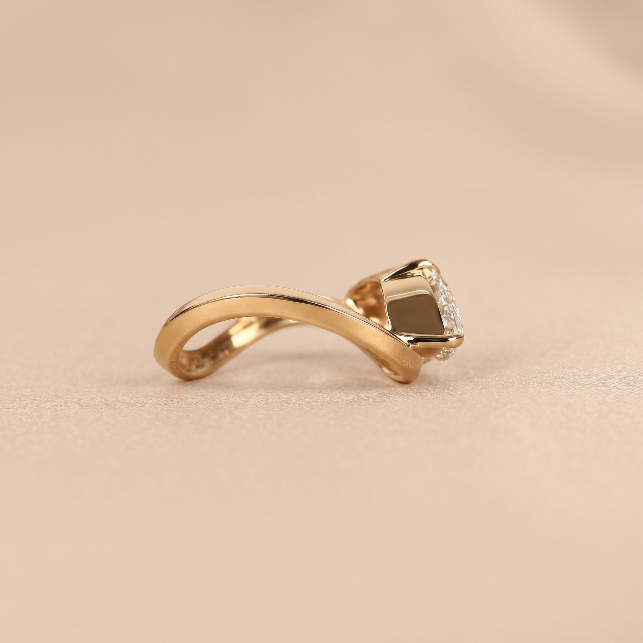 East-West Marquise Lab Grown Diamond Solitaire Ring in 18K Yellow Gold 3.60 CTW