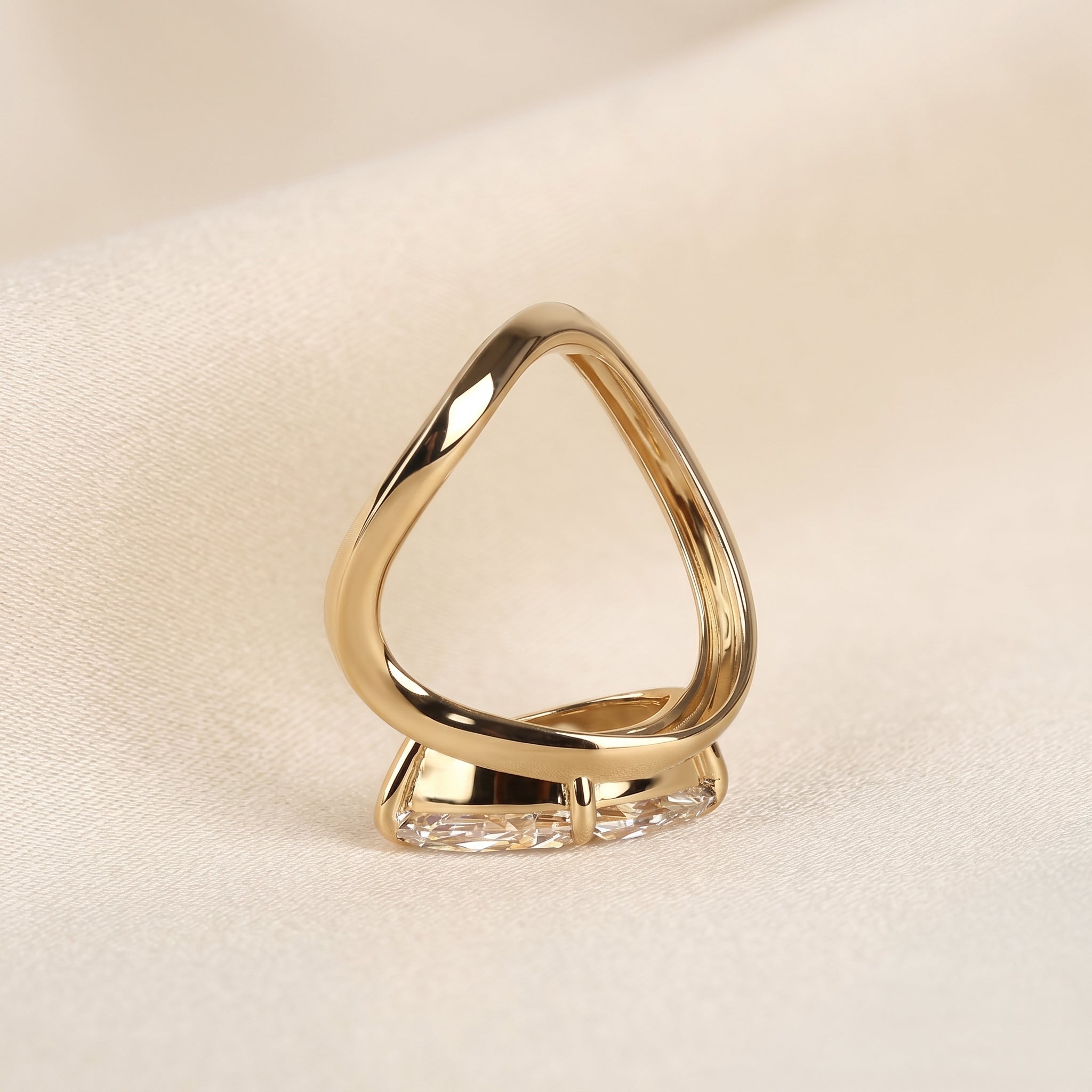 East-West Marquise Lab Grown Diamond Solitaire Ring in 18K Yellow Gold 3.60 CTW