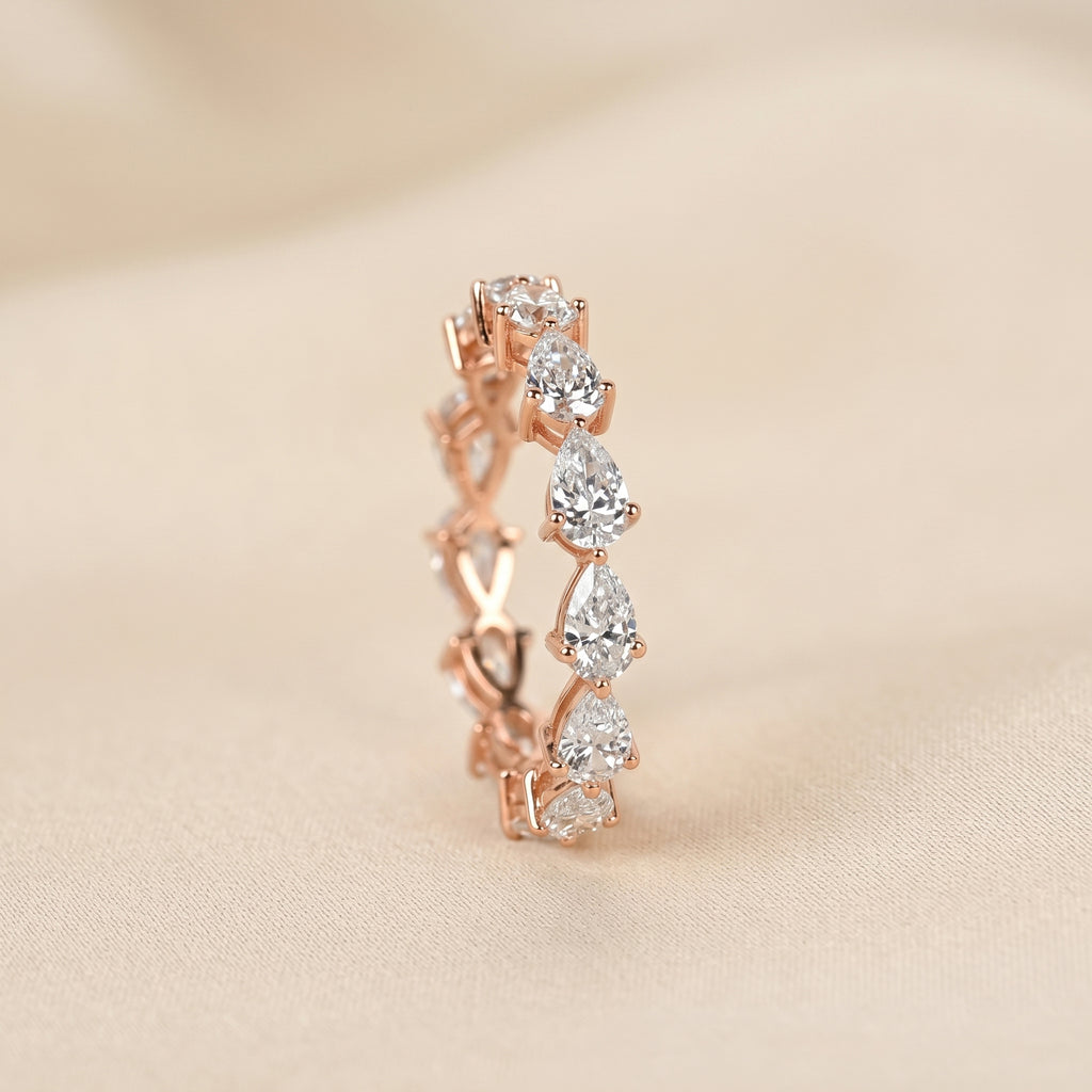 East-West Pear Lab Grown Diamond Eternity Band in 10K Rose 2.08 CTW