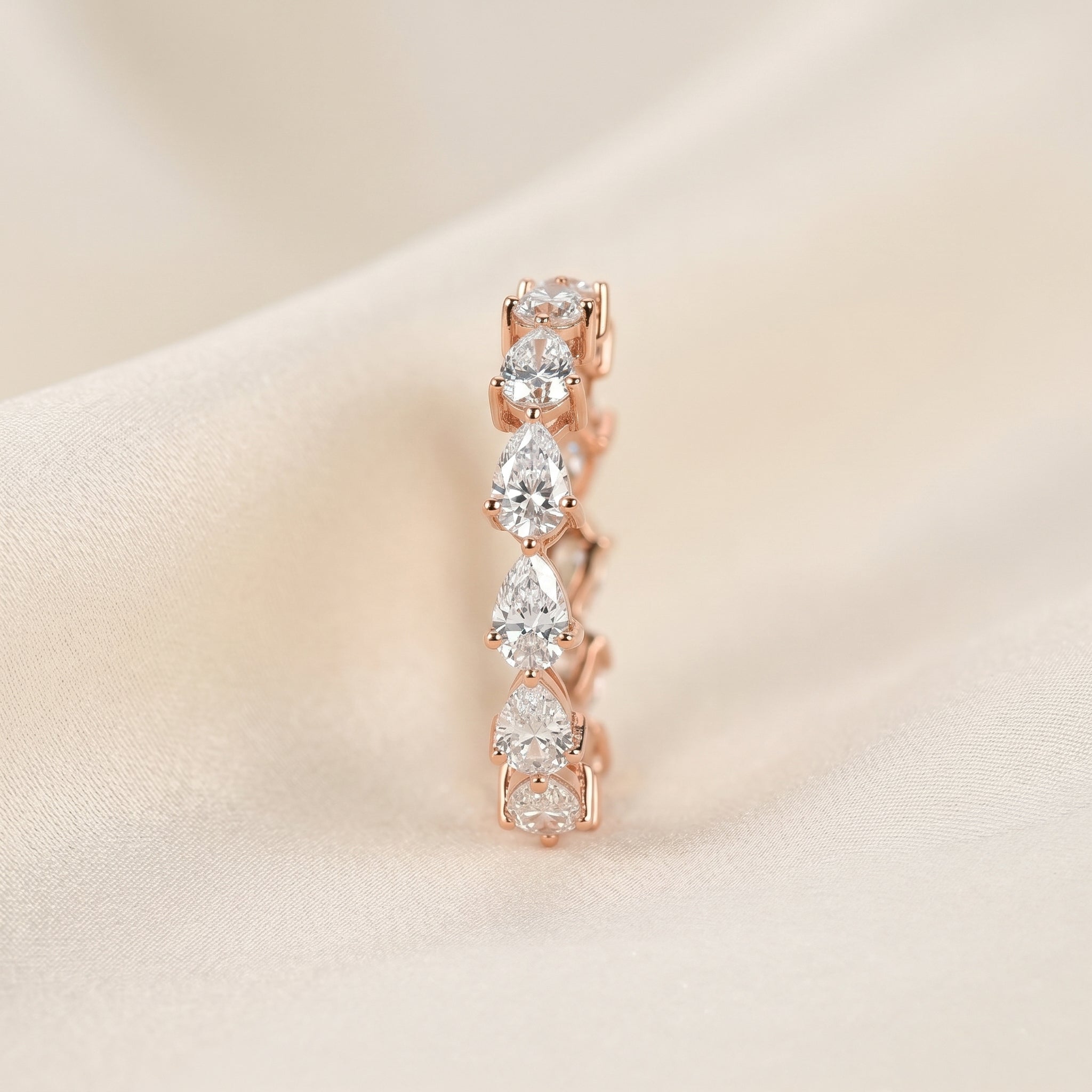 East-West Pear Lab Grown Diamond Eternity Band in 10K Rose 2.08 CTW