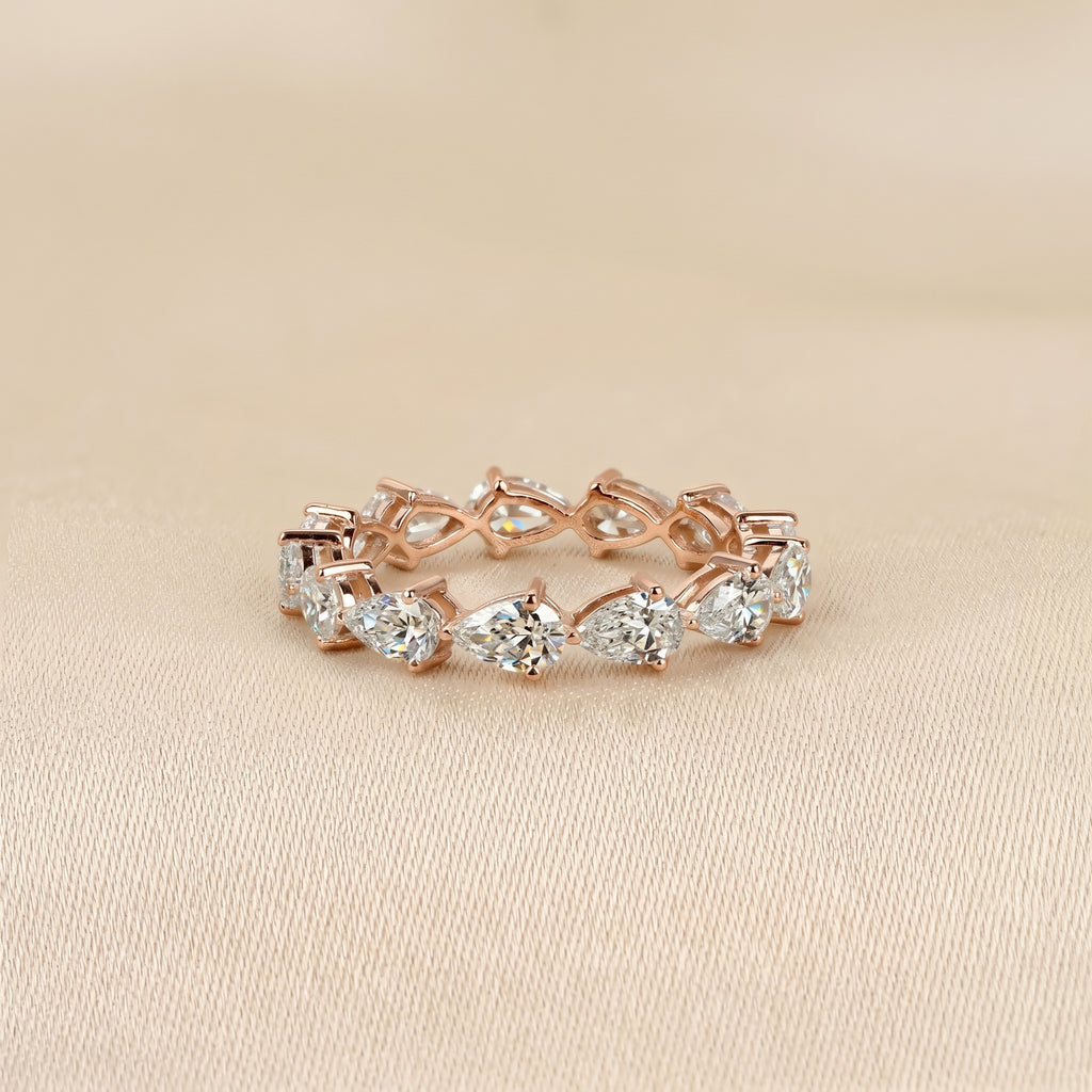 East-West Pear Lab Grown Diamond Eternity Band in 10K Rose 2.08 CTW