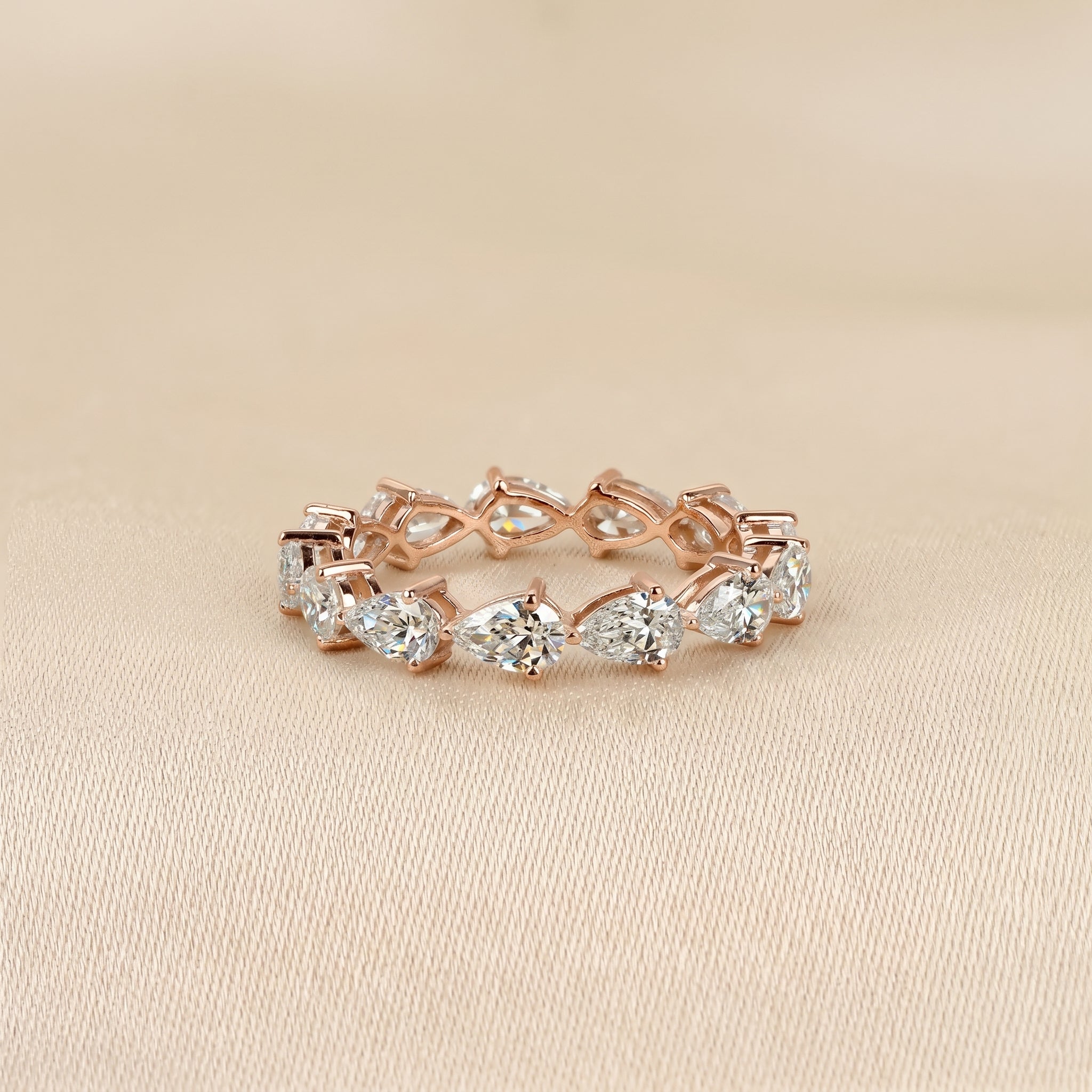 East-West Pear Lab Grown Diamond Eternity Band in 10K Rose 2.08 CTW