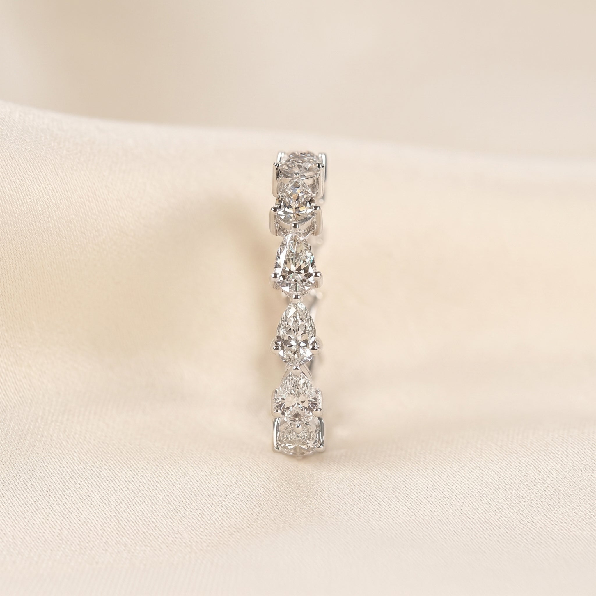 East-West Pear Lab Grown Diamond Eternity Band in 10K White 2.08 CTW