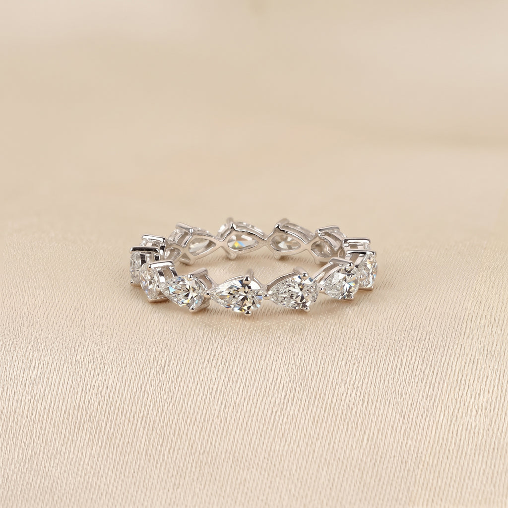 East-West Pear Lab Grown Diamond Eternity Band in 10K White 2.08 CTW