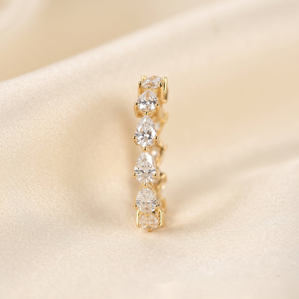 East-West Pear Lab Grown Diamond Eternity Band in 10K Yellow 2.08 CTW