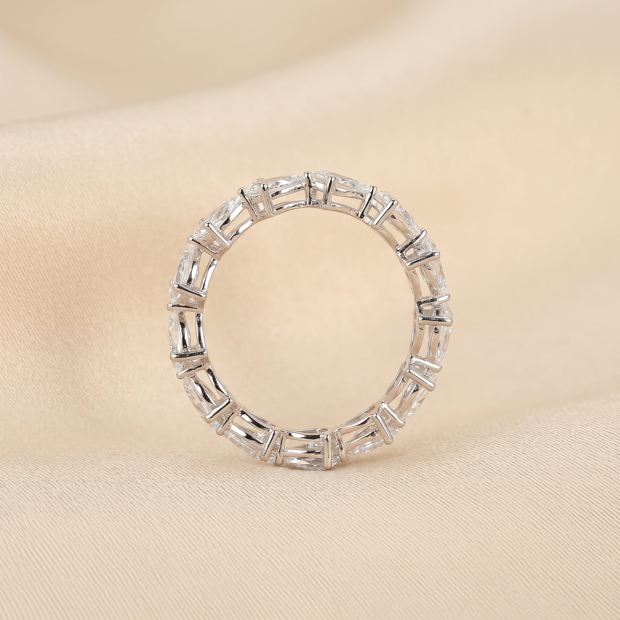 East-West Pear Lab Grown Diamond Eternity Band in 14K White 2.08 CTW
