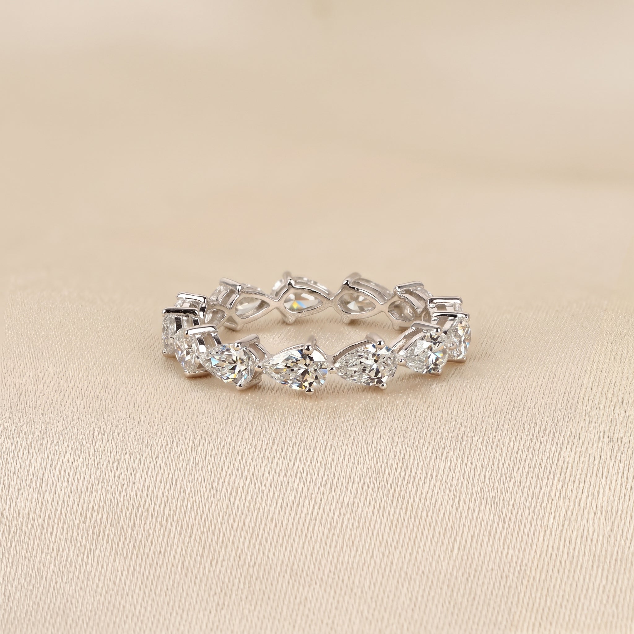 East-West Pear Lab Grown Diamond Eternity Band in 14K White 2.08 CTW