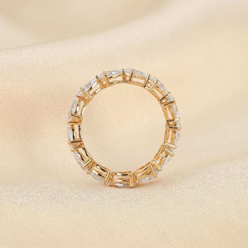 East-West Pear Lab Grown Diamond Eternity Band in 14K Yellow 2.08 CTW
