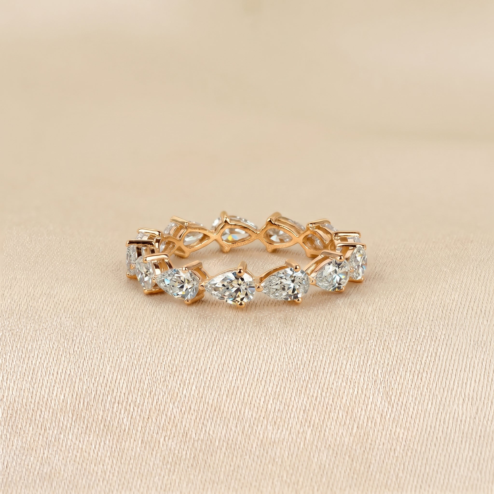 East-West Pear Lab Grown Diamond Eternity Band in 14K Yellow 2.08 CTW