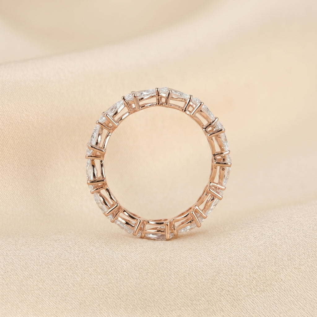 East-West Pear Lab Grown Diamond Eternity Band in 18K Rose 2.08 CTW