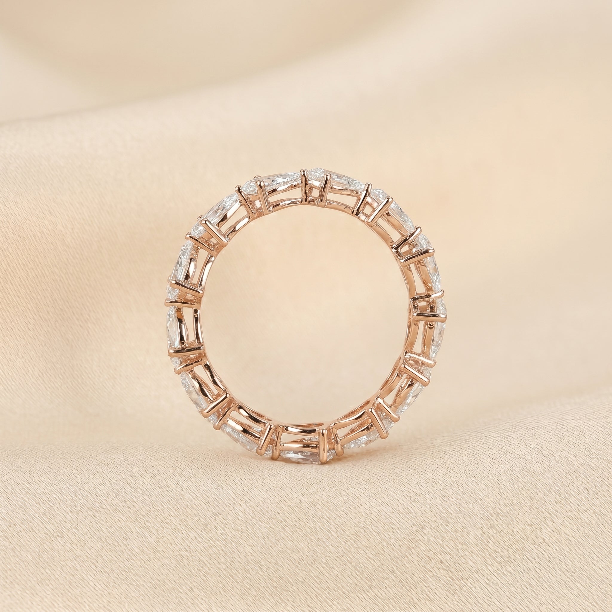 East-West Pear Lab Grown Diamond Eternity Band in 18K Rose 2.08 CTW