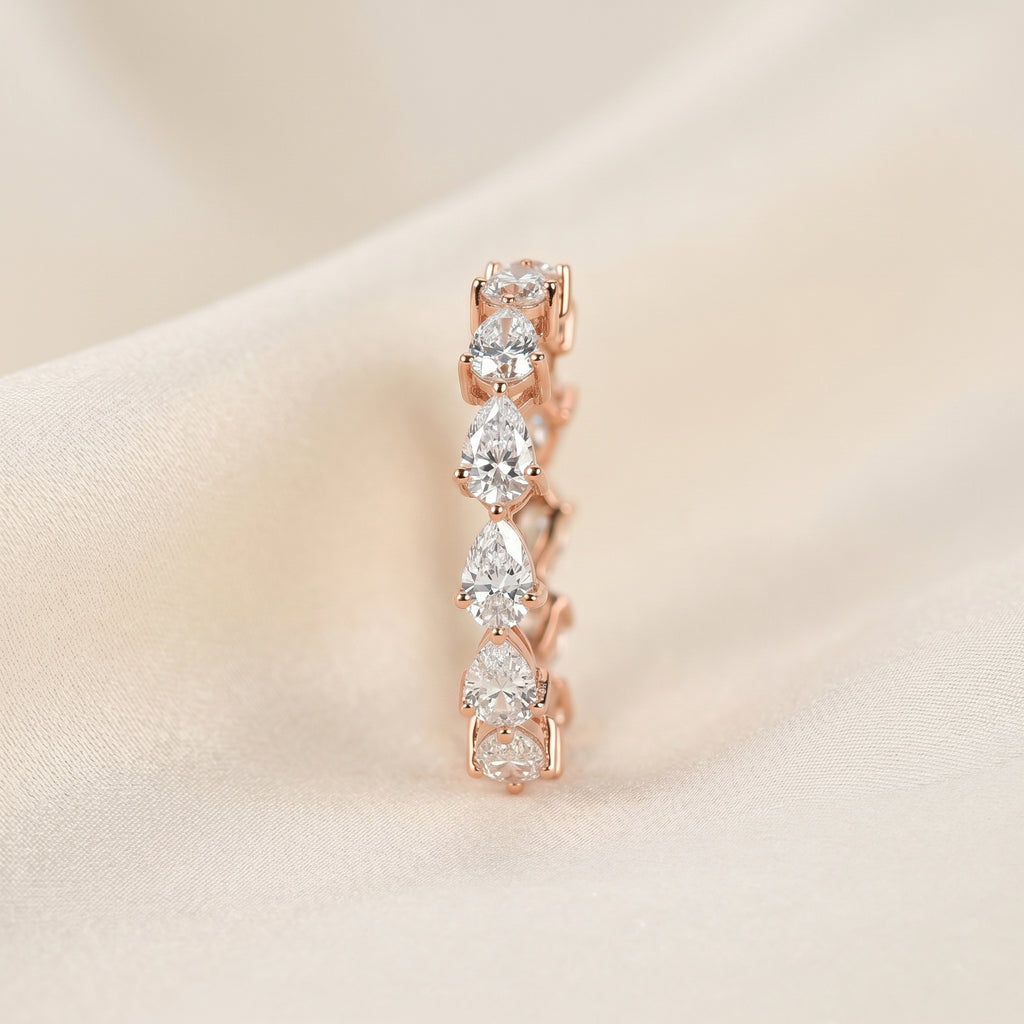 East-West Pear Lab Grown Diamond Eternity Band in 18K Rose 2.08 CTW