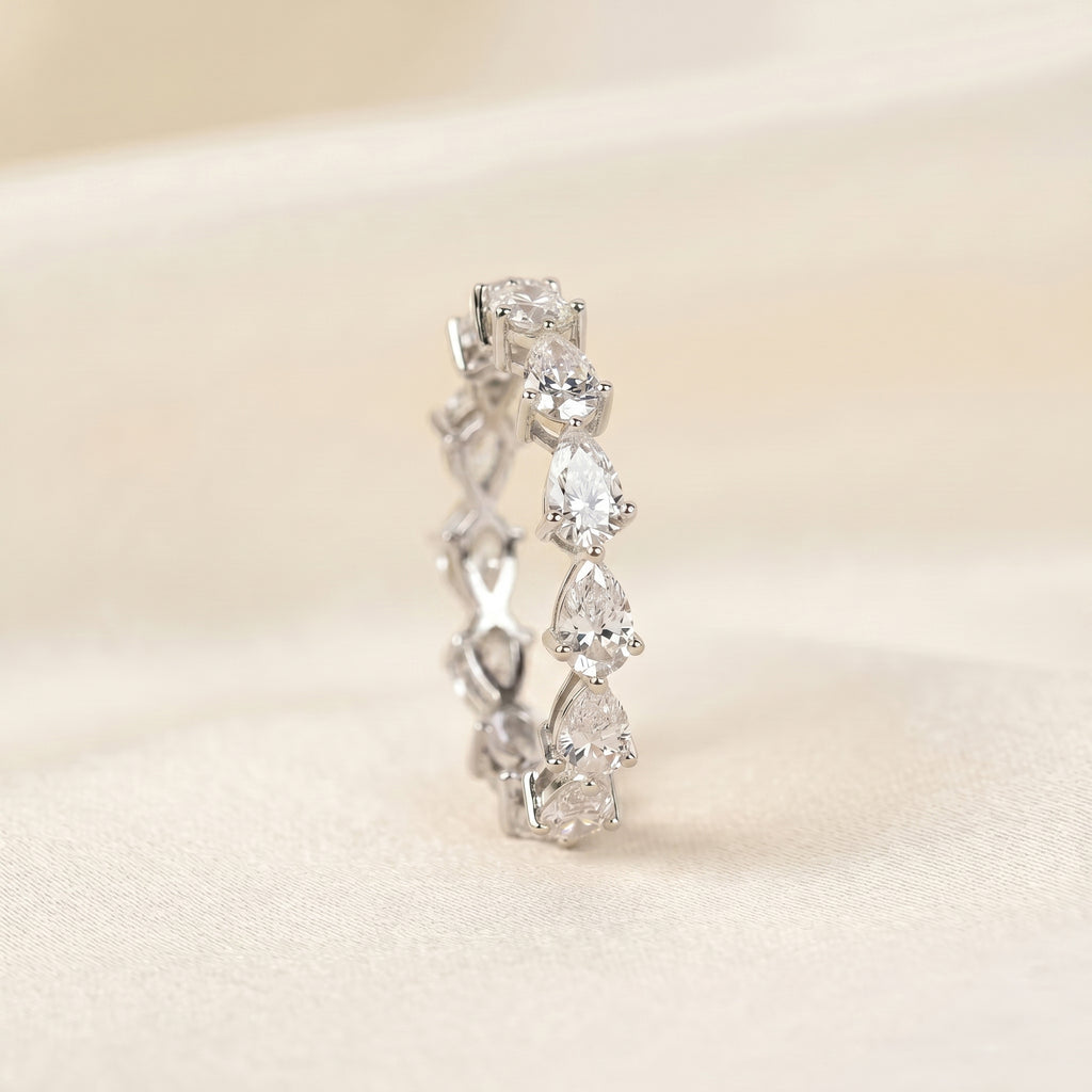 East-West Pear Lab Grown Diamond Eternity Band in 18K White 2.08 CTW
