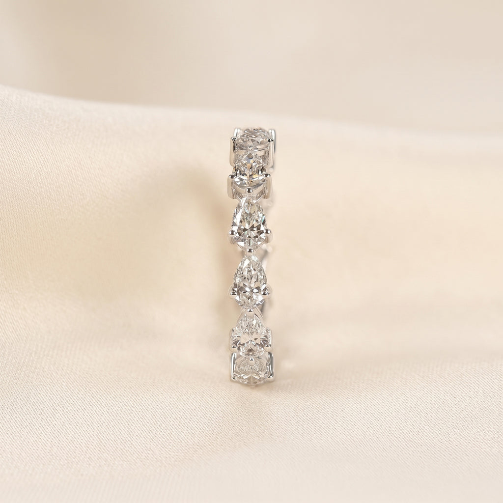 East-West Pear Lab Grown Diamond Eternity Band in 18K White 2.08 CTW