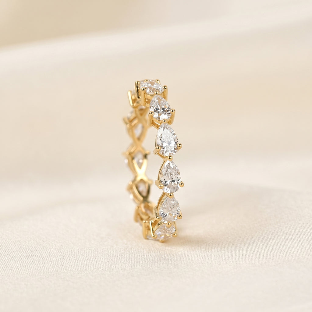 East-West Pear Lab Grown Diamond Eternity Band in 18K Yellow 2.08 CTW