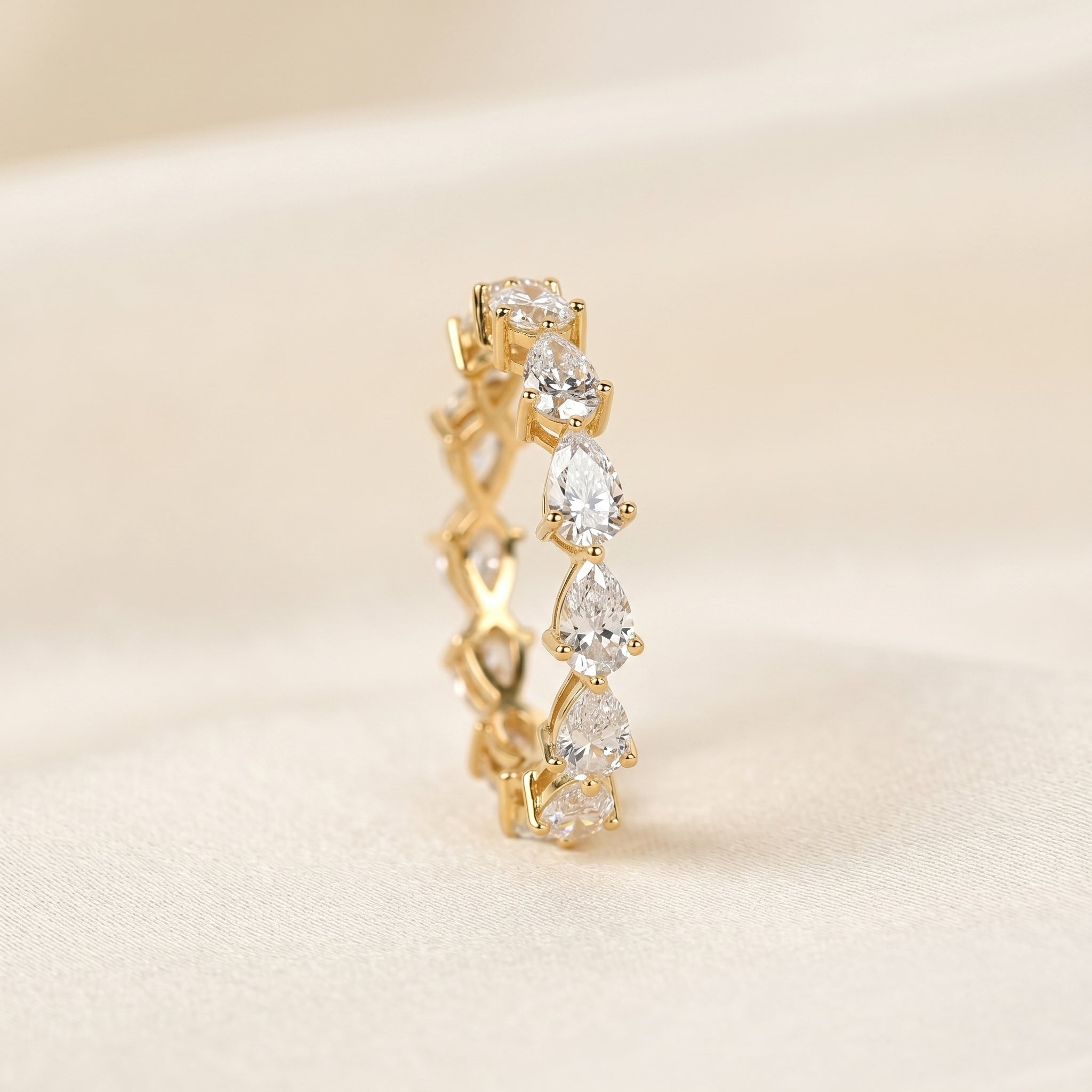 East-West Pear Lab Grown Diamond Eternity Band in 18K Yellow 2.08 CTW