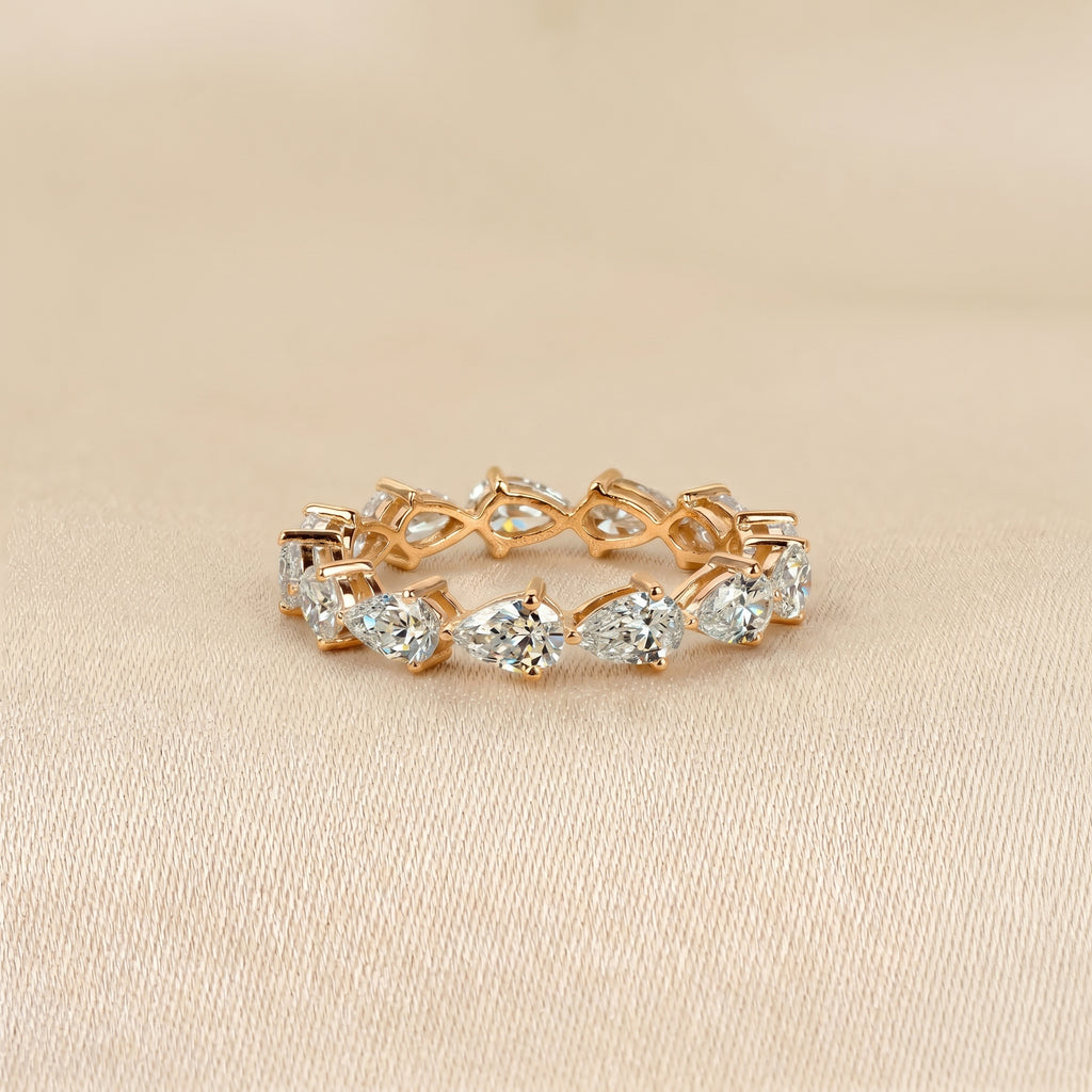 East-West Pear Lab Grown Diamond Eternity Band in 18K Yellow 2.08 CTW