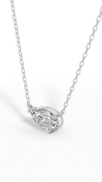 East West Solitaire Pear Cut Necklace In Lab Grown Diamond With Chain