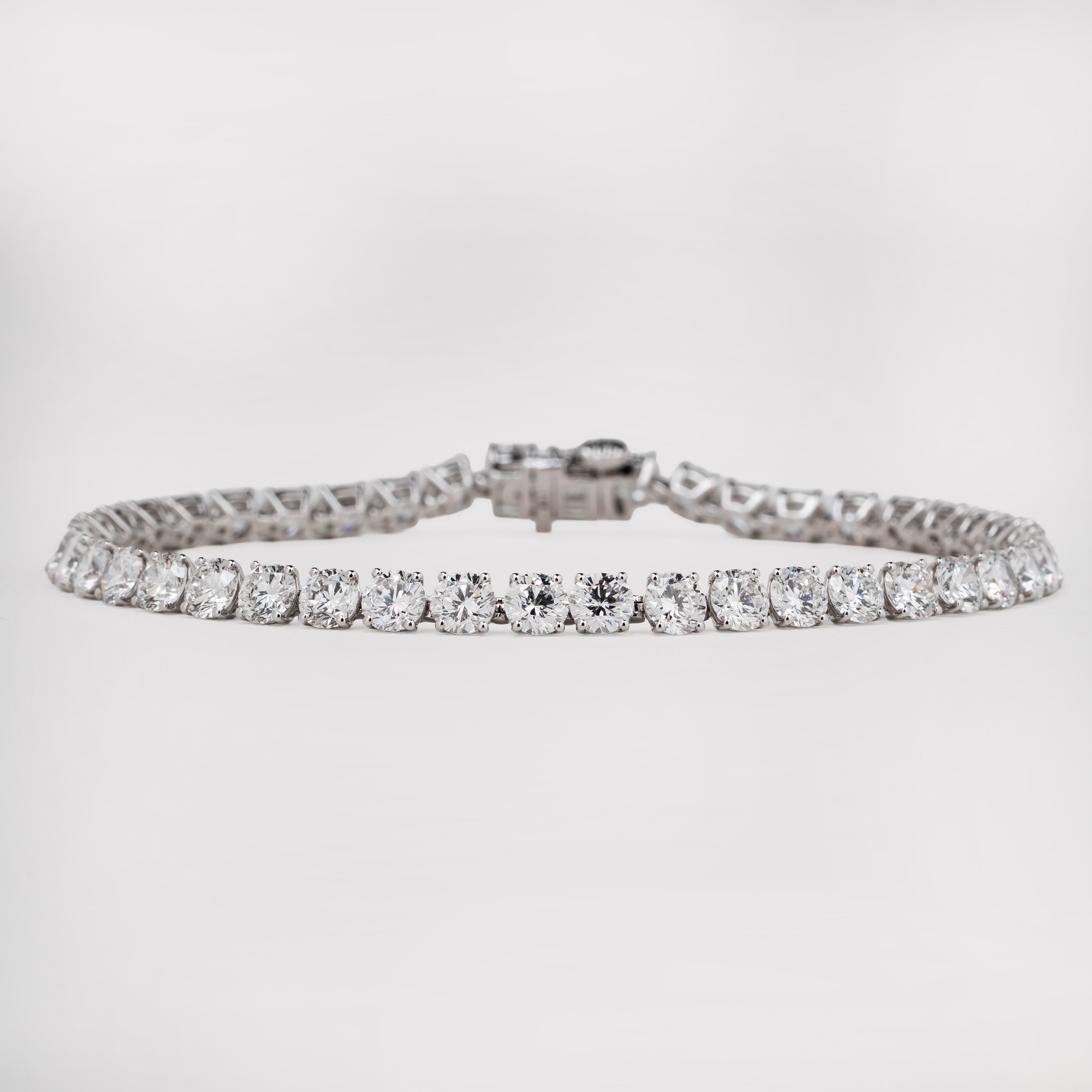 Elongated Four Prong Round Bracelet Lab Grown Diamond Tennis Bracelet 12 Ct