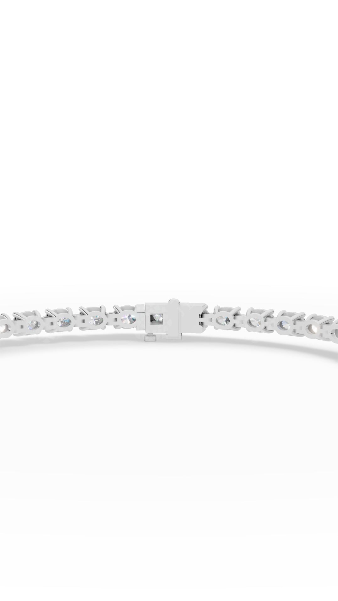 Elongated Four Prong Round Bracelet Tennis Bracelet 10K White Gold 10 CTW