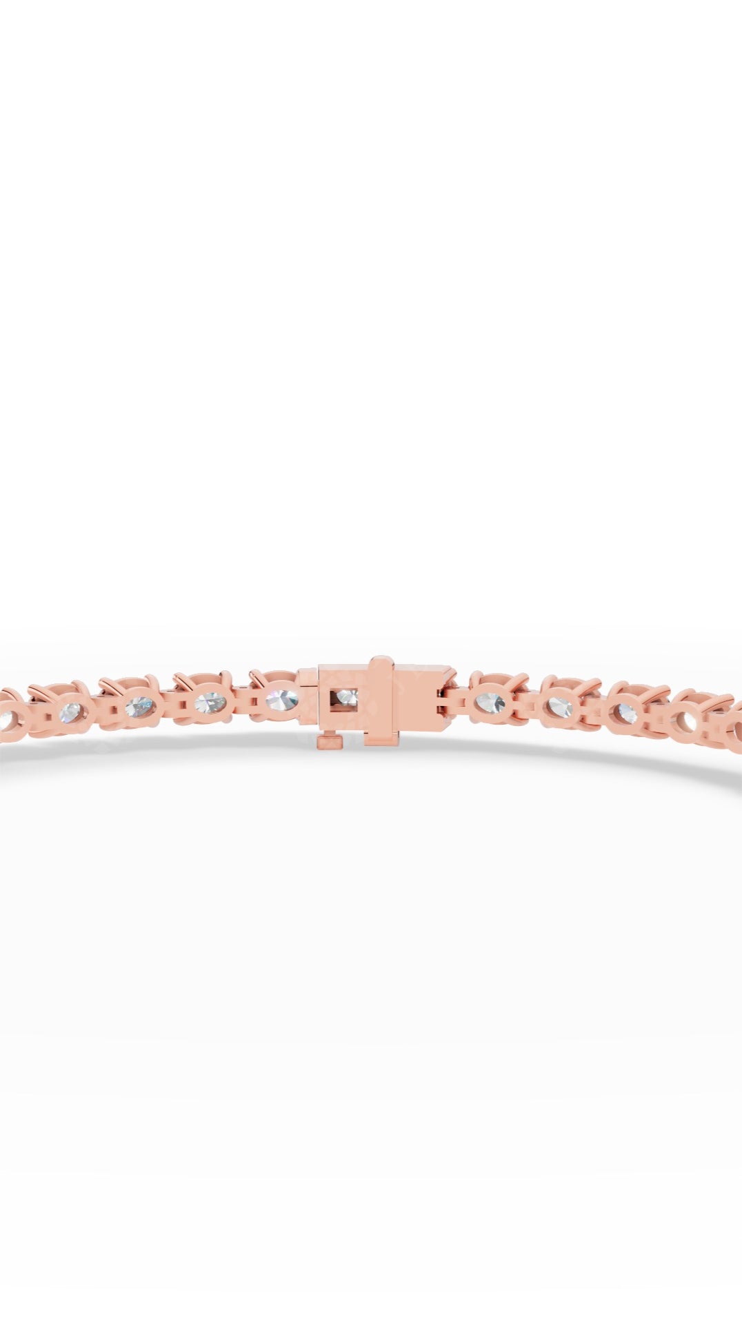 Elongated Four Prong Round Bracelet Tennis Bracelet 14K Rose Gold 10 CTW