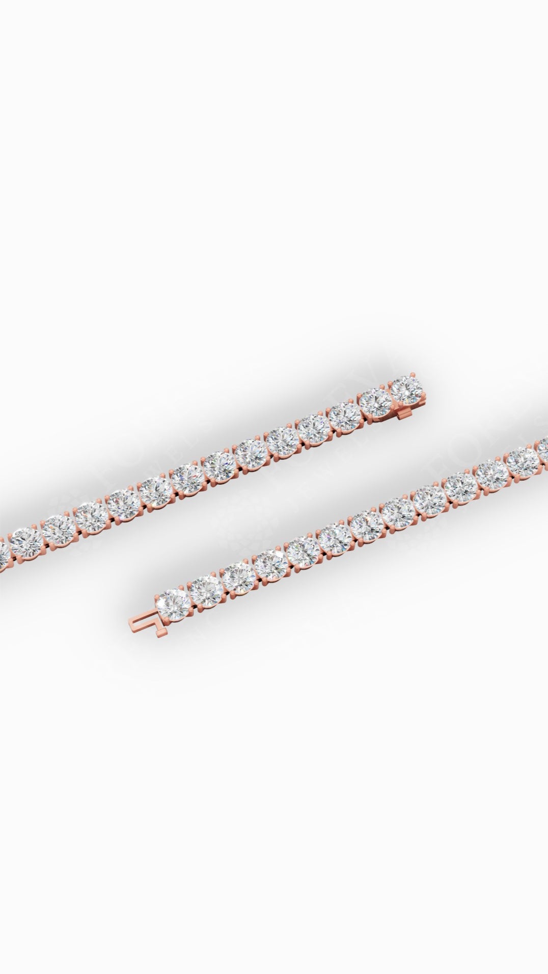Elongated Four Prong Round Bracelet Tennis Bracelet 14K Rose Gold 15.4 CTW