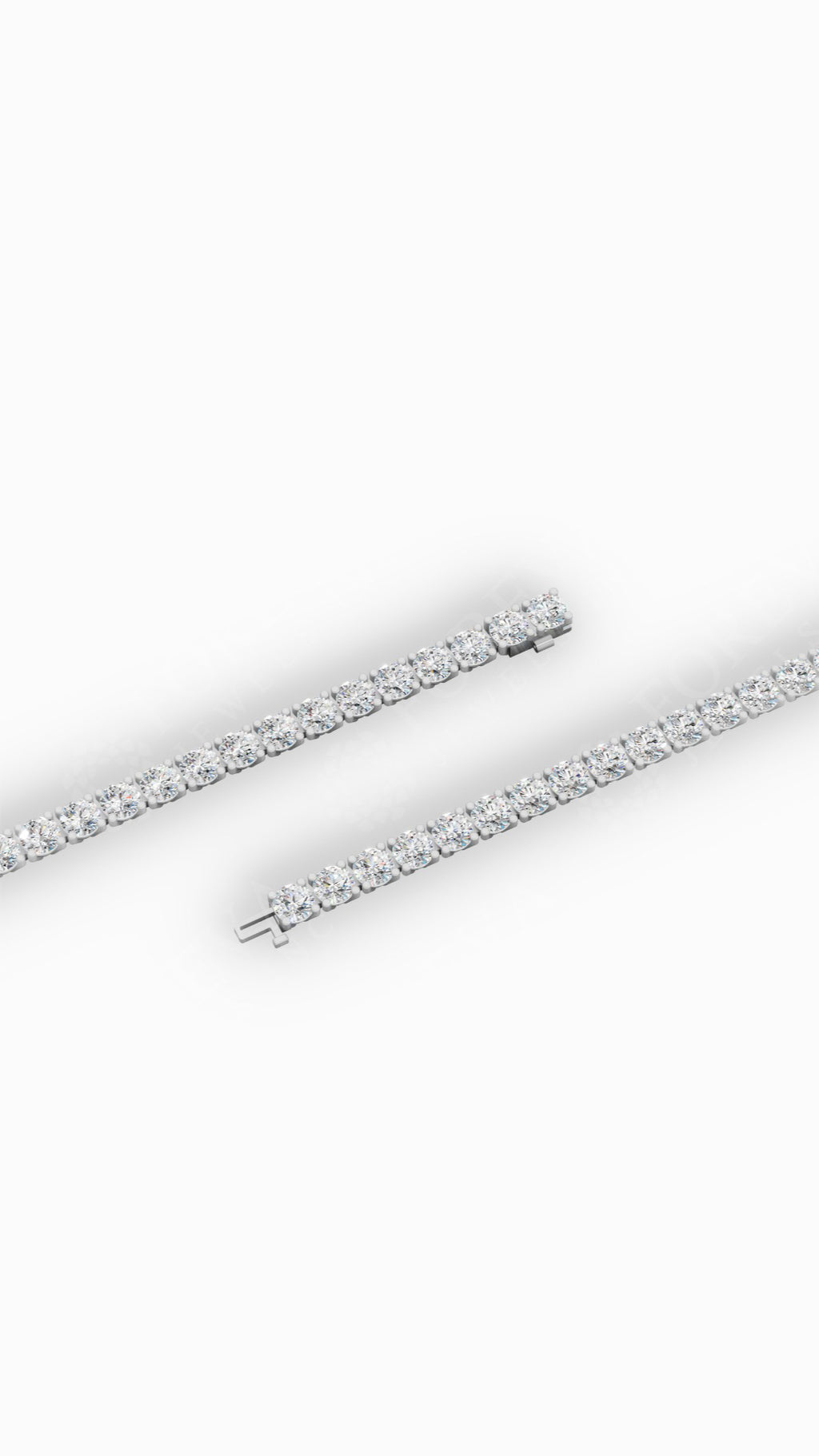 Elongated Four Prong Round Tennis Bracelet Lab Grown Diamonds 14K White Gold 12.4 CTW