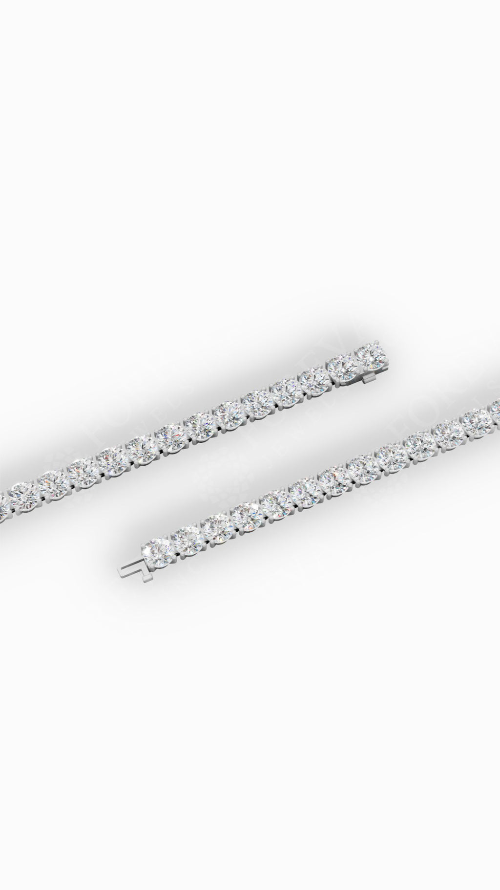 Elongated Four Prong Round Bracelet Tennis Bracelet 14K White Gold 15.4 CTW