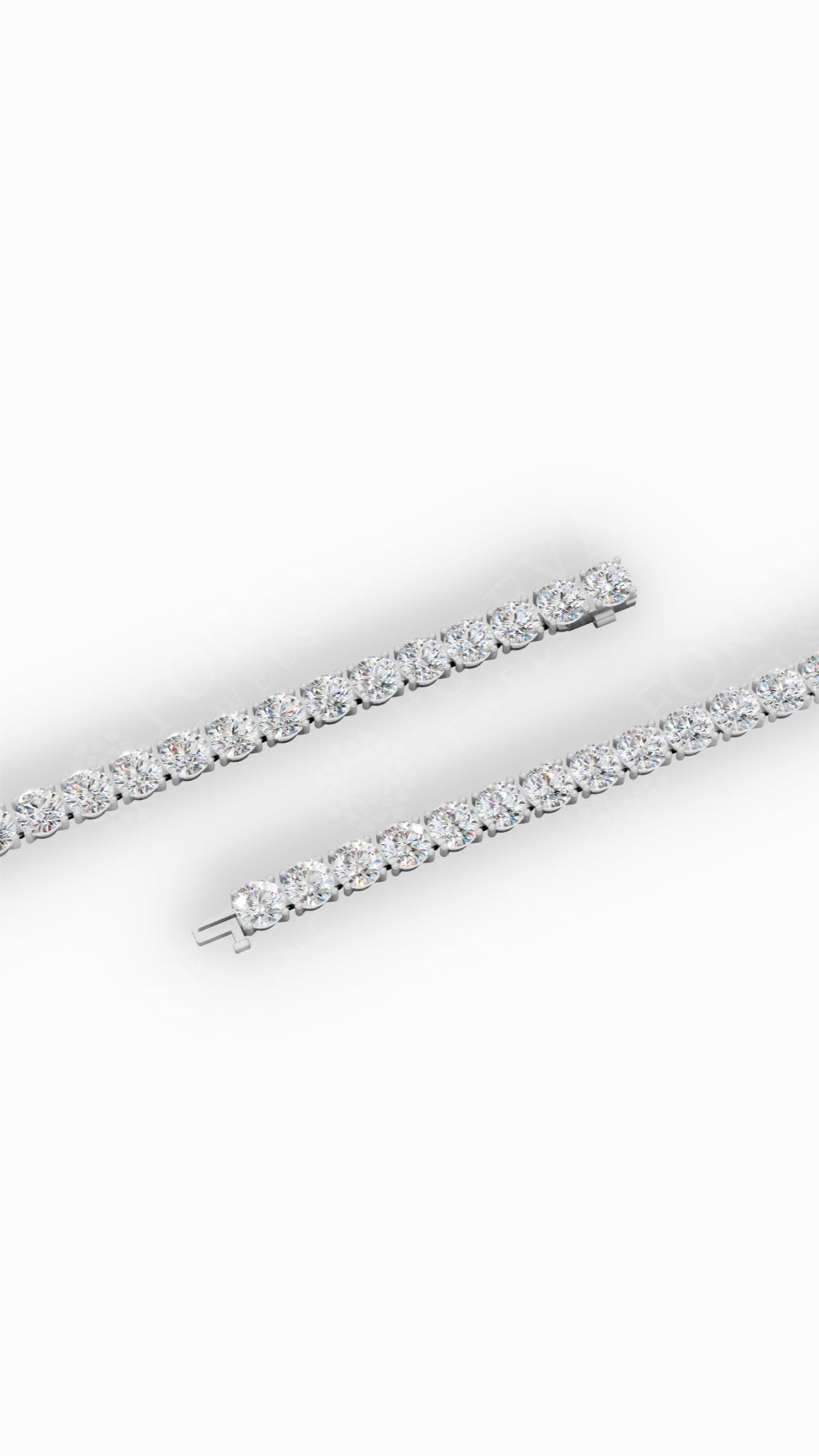 Elongated Four Prong Round Bracelet Tennis Bracelet 14K White Gold 15.4 CTW