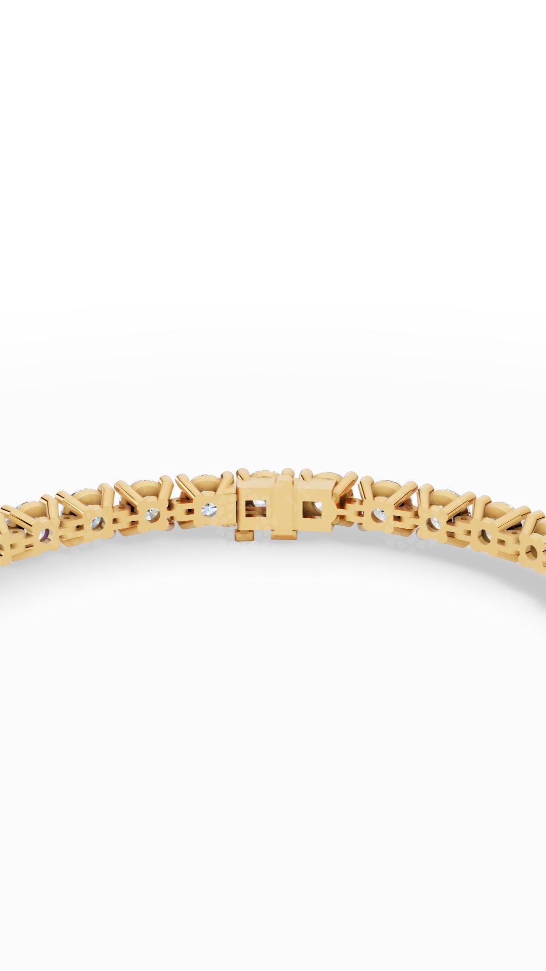 Elongated Four Prong Round Tennis Bracelet Lab Grown Diamonds 14K Yellow Gold 12.4 CTW