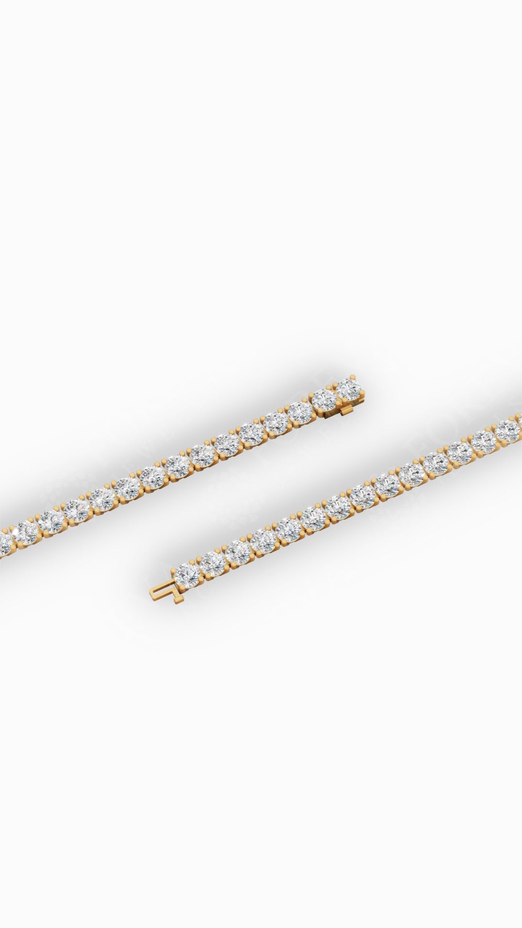 Elongated Four Prong Round Tennis Bracelet Lab Grown Diamonds 14K Yellow Gold 12.4 CTW