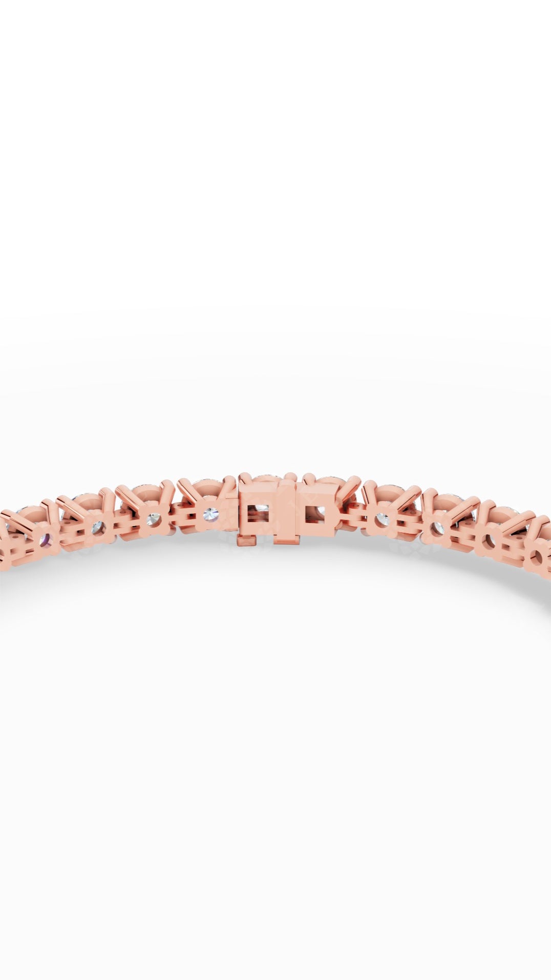 Elongated Four Prong Round Tennis Bracelet Lab Grown Diamonds 18K Rose Gold 12.4 CTW