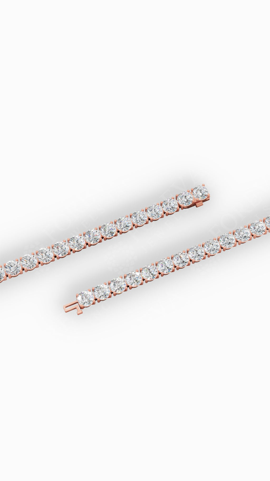 Elongated Four Prong Round Bracelet Tennis Bracelet 18K Rose Gold 15.4 CTW