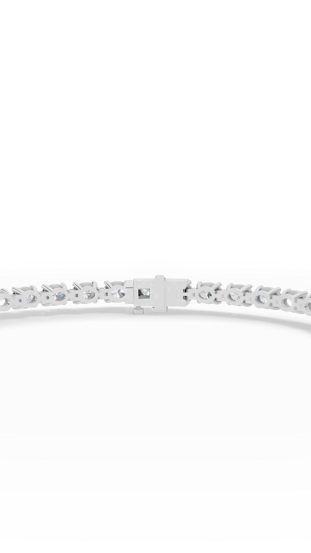 Elongated Four Prong Round Bracelet Tennis Bracelet 18K White Gold 10 CTW