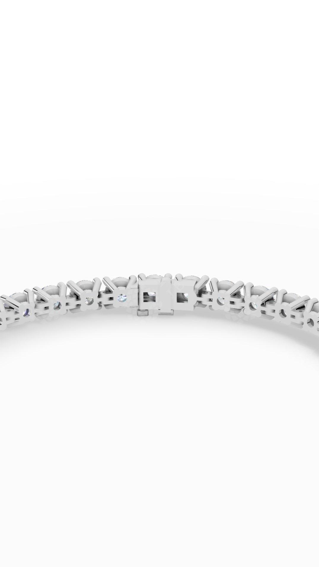 Elongated Four Prong Round Tennis Bracelet Lab Grown Diamonds 18K White Gold 12.4 CTW